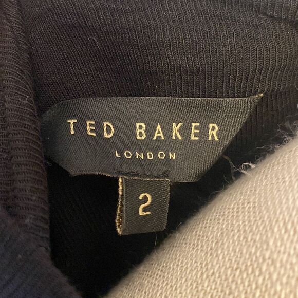 Ted Baker Natural Neyda Jersey Drape Long Sleeve Mini Dress Black Size 4-6 - Picture 8 of 11
